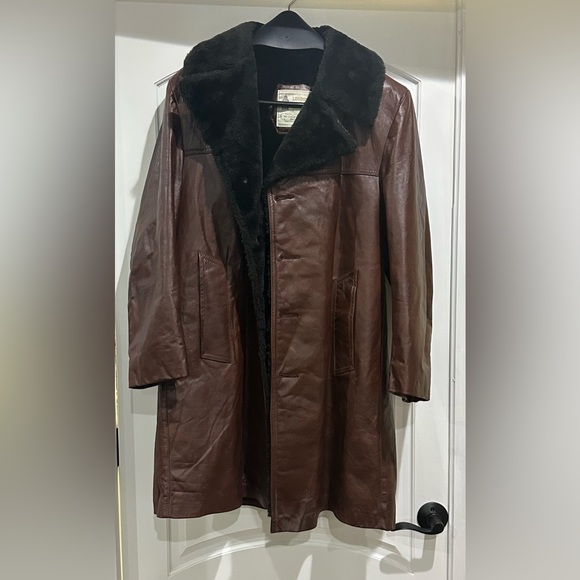 London Fog VINTAGE Dark Brown Leather Trench Coat - Picture 1 of 5